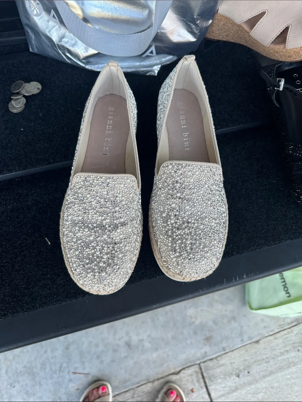 Gianni Bini Glitter Champagne Slip-On platform. Loafers